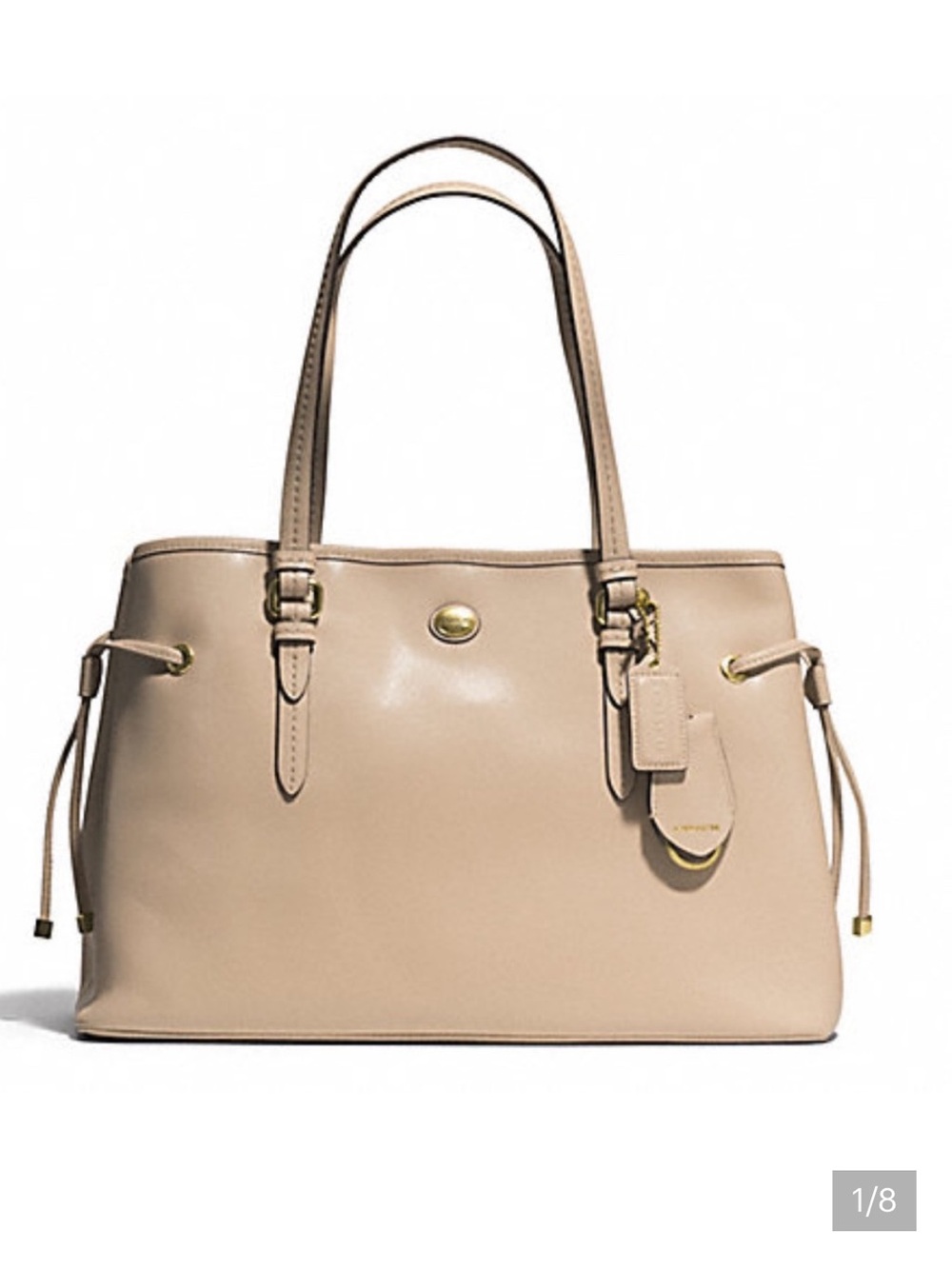 Coach Peyton Saffiano Leather Tote in Beige